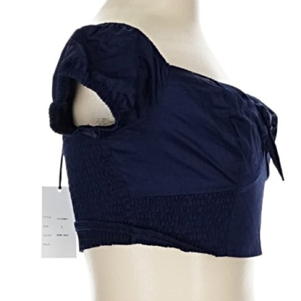 Unique Vintage Smocked Crop Top, Dark Navy, Size Large, NWT ⚓️ - Picture 7 of 12